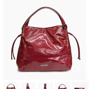 AUTH Burberry Glossy Patent Leather Red Shoulder Bag